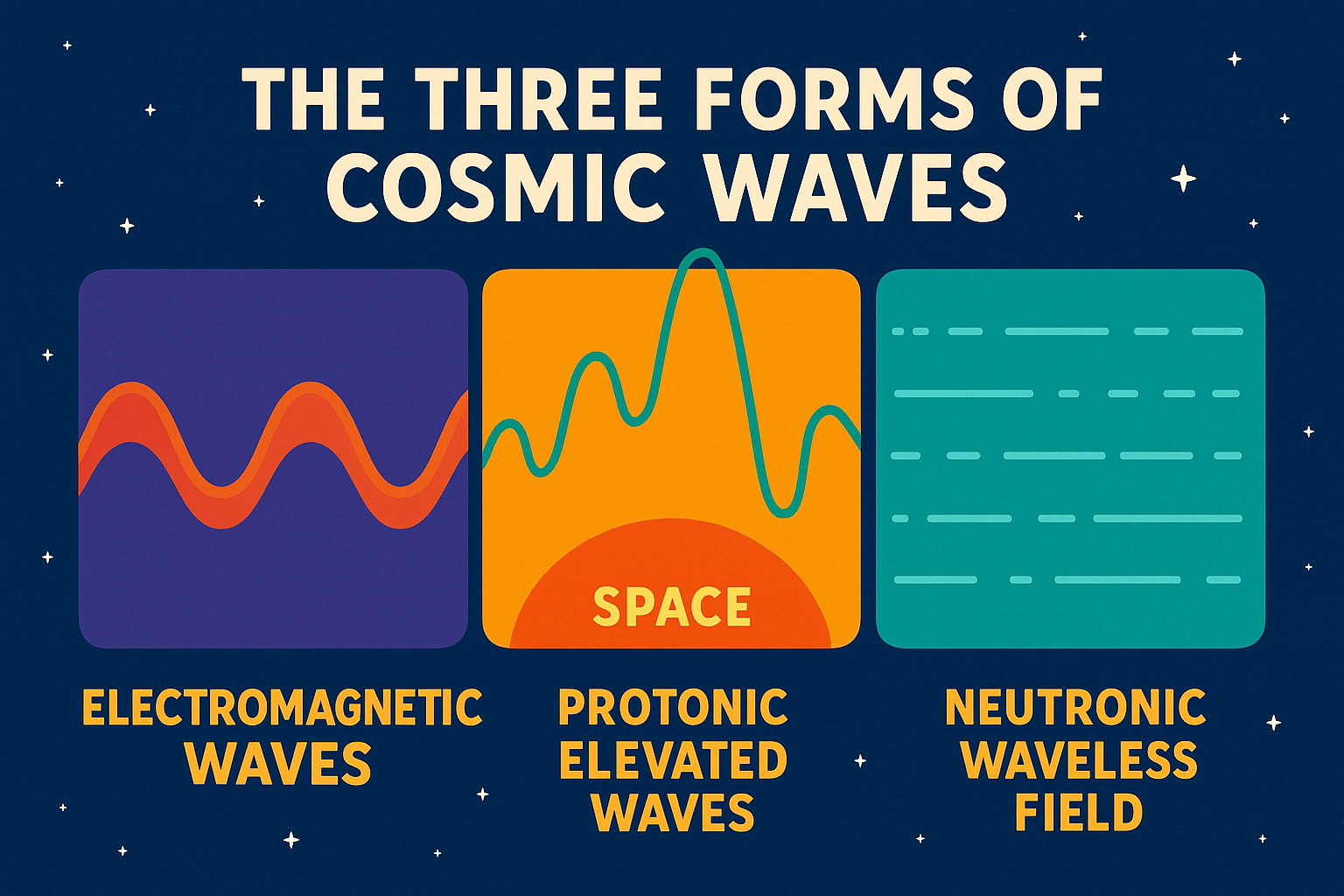 The Three Waves of Space: Electromagnetic, Protonic, and Neutronic Fields
